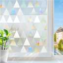 rabbitgoo Window Privacy Film, Stained Glass Rainbow Privacy Clings for Glass Window, Static Cling Decorative Door Covering, Non-Adhesive UV Blocking, Multicolored, 23.6 x 78.7 inches