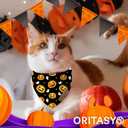 Halloween Dog Bandanas for All Dogs (2-Pack Triangle Reversible Pet Scarves) (Pumpkin Cats Boo) Premium Fabric Holidays Bandana, Purple X-Large Y