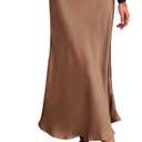 PRETTYGARDEN Women's Satin Skirts Dressy Casual 2026 Fall High Waisted Cocktail Wedding Flowy Elegant A Line Midi Skirt (Beige, M)