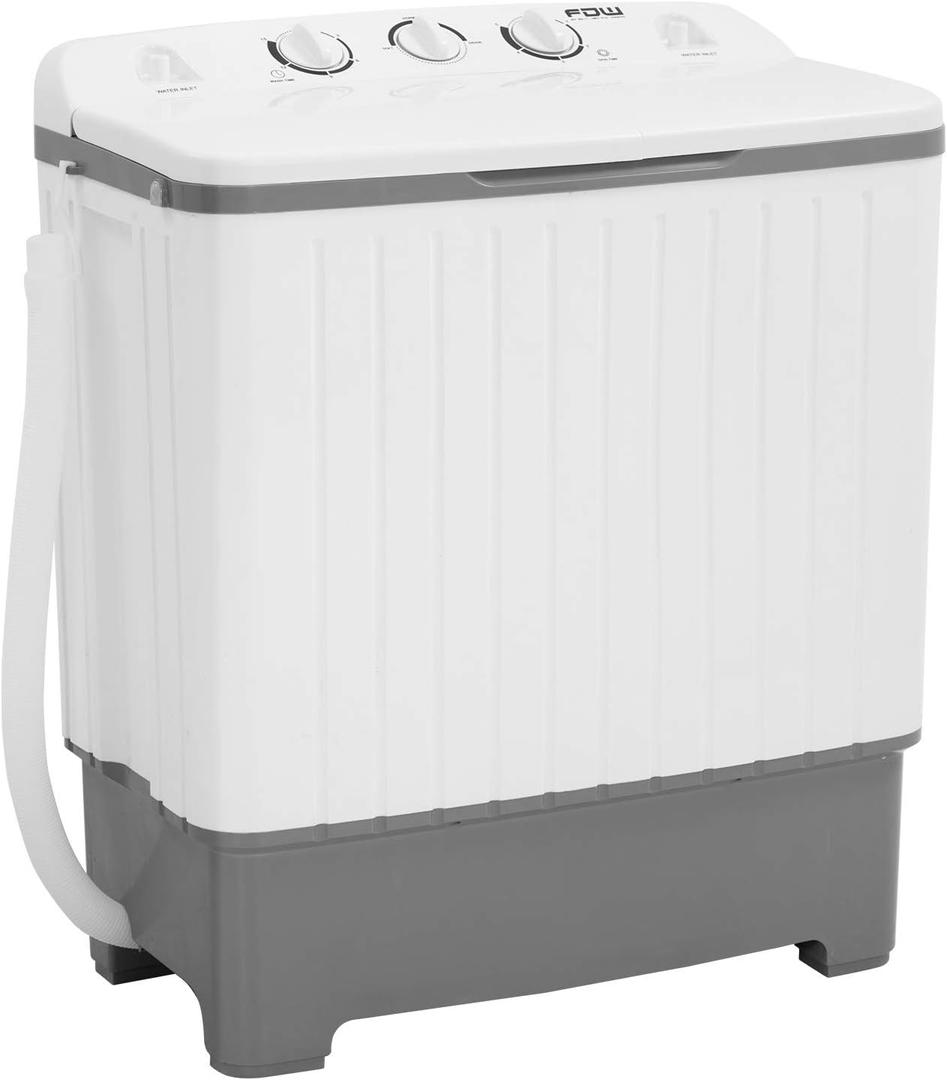 PayLessHere Portable Washing Machine 17 lbs Mini Compact Twin Tub, Wash (10lbs) and Spin Combo(7lbs), RV, Laundry Cloths Washer Timer Control for Home, Apartments, Dorm Rooms (White & Grey)