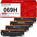 v4ink 069H 069 Toner Cartridges High Capacity Compatible Replacement for Canon 069H 069 Works for Canon Color imageCLASS MF750C LBP670C Series MF753Cdw MF754Cdw MF751Cdw LBP674Cdw Printer 4-Pack