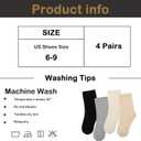Women's Socks, Cotton Crew Socks with Seamless Toe, Womens Socks for Running, Casual, Office& School, 4 Pairs, Size 6-9 (Khaki)