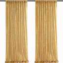 Gold Sequin Backdrop Curtain Panels Stage 2 Pieces 2FTx8FT Sheer Gold Curtains Backdrop Photo Backdrop Curtains for Wedding Birthday Party Background Drapes Christmas Decorations
