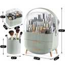 CANITORON Makeup Organizer,Skincare Organizer with 2 Drawers and Brush Storage Box,Lipstick Holder,Cosmetic Display Case for Vanity Organizer and Bathroom Countertop Storage.(Sage Green)