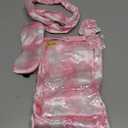 Kids Girl Pajama Set with Headband Blindfold Hair Tie Toddler Boy Girl Satin Silky Button-up Pajama Sleepwear (8-9 Years, Pink White Plaid-long)