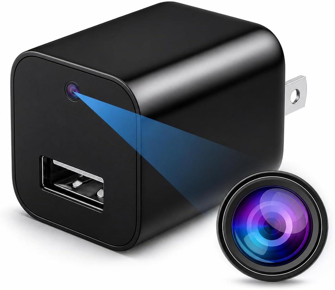 Hidden Camera Charger Spy Camera - Full HD 1080P Mini Security Cam with Motion Detection, Loop Recording, 32GB Micro SD Card, No WiFi Needed, No Audio, Indoor Home Baby Pet Nanny Monitor