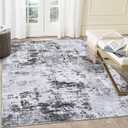 ROYHOME 8x10 Modern Abstract Rug Faux Wool Accent Ultra Soft Machine Washable Rug Non Slip Non Shedding for Bedroom Dining Room Office Home, Grey