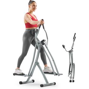 Sunny Health & Fitness Smart Air Walk Elliptical, Foldable Machine w/ 30-INCH Stride, Cardio Cross Trainer Glider for Home Exercise, Free SunnyFit App Bluetooth Link, Optional Adjustable Resistance