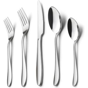 HaWare 40-Piece Silverware Set, Stainless Steel Flatware Service for 8, Modern Tableware Cutlery for Home, Elegant Eating Utensils Include Knives/Spoons/Forks, Mirror Polished, Dishwasher Safe