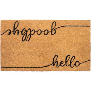Welcome Doormats, Natural Coco Coir Mats with Non-Slip PVC Backing, Indoor Outdoor Mats for Home & Office, Door Mat, Floor Mats for Door Decor, Beige & Black, 30"x17" (Hello Goodbye)