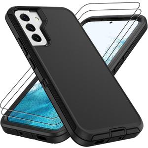 For Samsung Galaxy S22 Plus Case : 14FT Military Grade Drop Protection & Anti-Slip Design Phone Case with 2Pc HD Screen Protector,Shockproof/Dustproof/DropProof Protective Case for S 22 Plus-Black