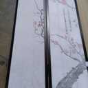 Roundhill Furniture Black Japanese 4-Panel Screen Room Divider, Plum Blossom