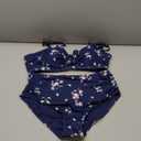 Tempt Me Two Piece Swimsuits - High Waisted Bikini Tummy Control Full Coverage Bathing Suits Ruched Tie Knot Swimwear (X-Large, Navy Floral)