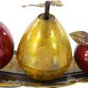 Deco 79 Metal Fruit Decorative Sculpture Decorative Home Decor Statue with Platter, Accent Figurine 7" x 4" x 19", Red