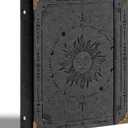 PU Leather 3 Ring Binder 1 Inch Round Ring Binder Holds 200 Sheets 8.5"x11" Letter Size Paper, Wedding Family History Notebook Cover Loose Leaf Organizer, Black