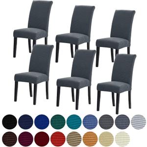 Howhic Stretch Chair Covers for Dining Room Set of 6, Removable Washable Dining Room Chair Covers, Dining Chair Slipcovers Seat Protector, Great Home Decor and Banquet Upholstery (Gray, 6 Pack) (Grey)