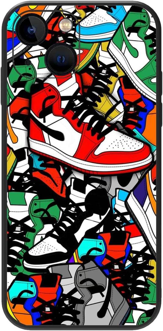 Compatible iPhone 14 Case for for Cool Boys Teen Girls, Basketball Shoes Sneaker Cute Aesthetic Color Ways Soft TPU Cute Funny Glossy Cover Graphics Sports Design