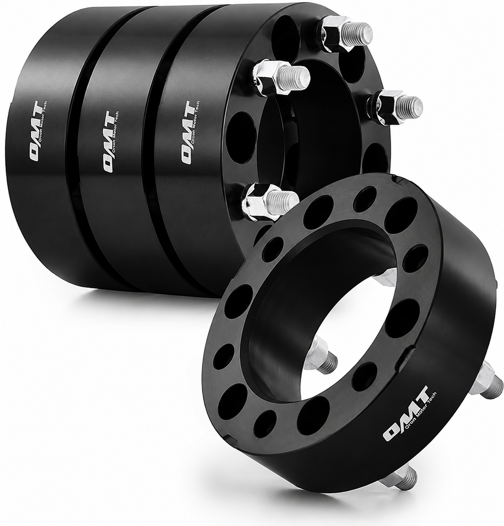 Orion Motor Tech 6x5.5 Wheel Spacers, 2 Inch Red Wheel Spacer Kit with M14x1.5 Studs Compatible with Chevy Silverado 1500 Chevrolet Tahoe GMC Yukon Suburban, 108mm Bore Black Wheel Spacers, 4pcs