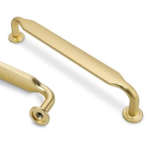 10 Pack 5 Inch Cabinet Pulls Brushed Gold Kitchen Cabinet Handles Zinc Alloy Drawer Pulls Solid Cabinet Hardware (5'' Hole Center(128mm))