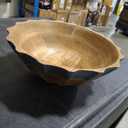 Folkulture Natural Wave Salad Bowl | 11” Large Mango Wood Serving Bowl with Dual Ribbed Design | Wooden Bowl for Salad, Fruit & Pasta | Kitchen Island & Dining Table Décor