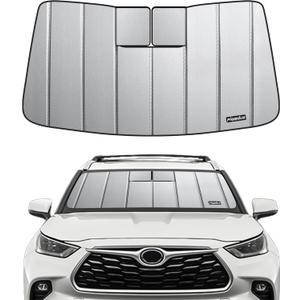 Pigenius Windshield Sun Shade for Toyota Highlander & Highlander Hybrid (Incl. 25th Edition) 2020-2026, NOT for Grand Highlander,Deluxe Front Windshield Sun Shade,6 Layers Sun Shield,Accordion Fold