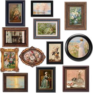 Pinkunn 12 Pcs Vintage Picture Frames for Wall or Tabletop Display Ornate French Country Frames Vintage Farmhouse Decor Antique Wall Art Set for Gallery Bedroom Living Room, No Photos