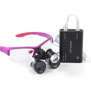 Generic 2.5X 3.5X Magnification Binocular Loupe Dental Loupes Surgical Magnifier with Light Medical Operation Magnifying Glasses Portable Headlight Headlamp (3.5X-R), Purple