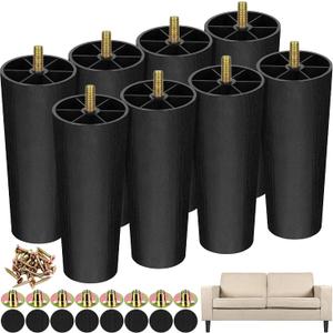 TURSTIN 16 Pack 6 Inch Plastic Furniture Legs with M8 T-Nuts Screws Tapered Sofa Couch and Chair Legs Replacement Furniture Legs for DIY Projects Sofas Coffee Tables Dressers Beds