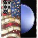 CARLOCA Case for Samsung Galaxy S23 Ultra,A Glowing American Flag Design- Hybrid Dual Protection Soft TPU + Hard PC, Shockproof & Anti-Scratch Cover Men Women Stylish Protective Phone Case