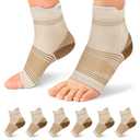 6 Pairs Plantar Fasciitis Socks for Men & Women, Ankle Brace Compression Socks with Arch Support for Achilles Tendonitis, Heel Pain, Swelling & Arthritis Relief, Nude, X-Large