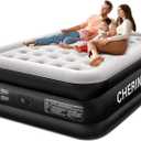 Queen Air Mattress with Built-in Pump, 18" Raised Comfort, 48Hr Leak-Proof Test, Upgraded Honeycomb Pillar Design, Supports 800 lbs, 3-Min Inflation-Inflatable Bed for Home Guests & Camping (Black)