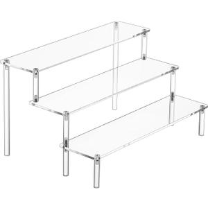 Large Acrylic Display Risers, Perfume Stand Organizer, Clear Acrylic Shelf Risers for Display Stands for Food, Tabletop Use, Amiibo Funko POP Figure, 3 Tier Clear Cupcake Stand Risers