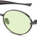 Retro Oval Small Sunglasses for Women Men - Trendy Vintage Gold Metal Sun Glasses