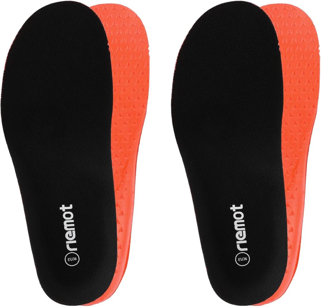 riemot 2 Pairs Fitness Running Insoles for Men Comfortable Arch Support Inserts Plantar Fasciitis Relief Insole Cushioning Athletic Gel Insert for Sneakers,Hiking Shoes Black US9/ EU42