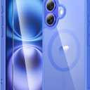 FNTCASE for iPhone 16 Phone Case: Clear Magnetic Military Grade Drop Protection Anti Yellowing Slim Case - Rugged Shockproof Protective Transparent Cell Phone Cover (D-Ultramarine Magnetic)