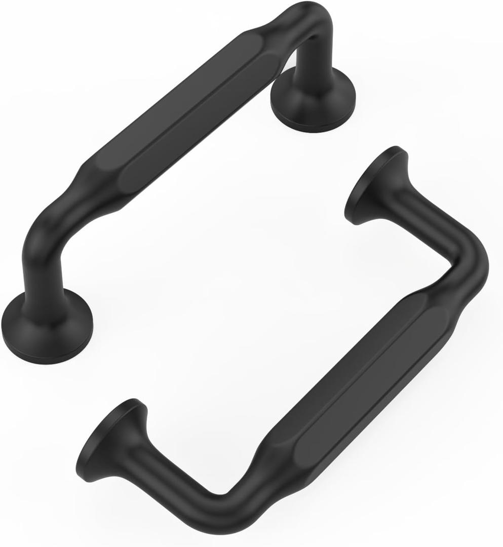 FILTA 3 Inch(76mm) Hole Centers Matte Black Cabinet Pulls(Set of 10),Stylish Black Handles for Cabinets Kitchen Cabinet Pulls Cabinet Hardware for Cabinets Cupboard Drawer (3"/76MM Hole Center)