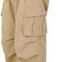 American Trends Men's Baggy Cargo Pants Wide Casual Parachute Pants Jogger Drawstring Hiking Hip Hop Pants with Pocket (Large, Khaki)