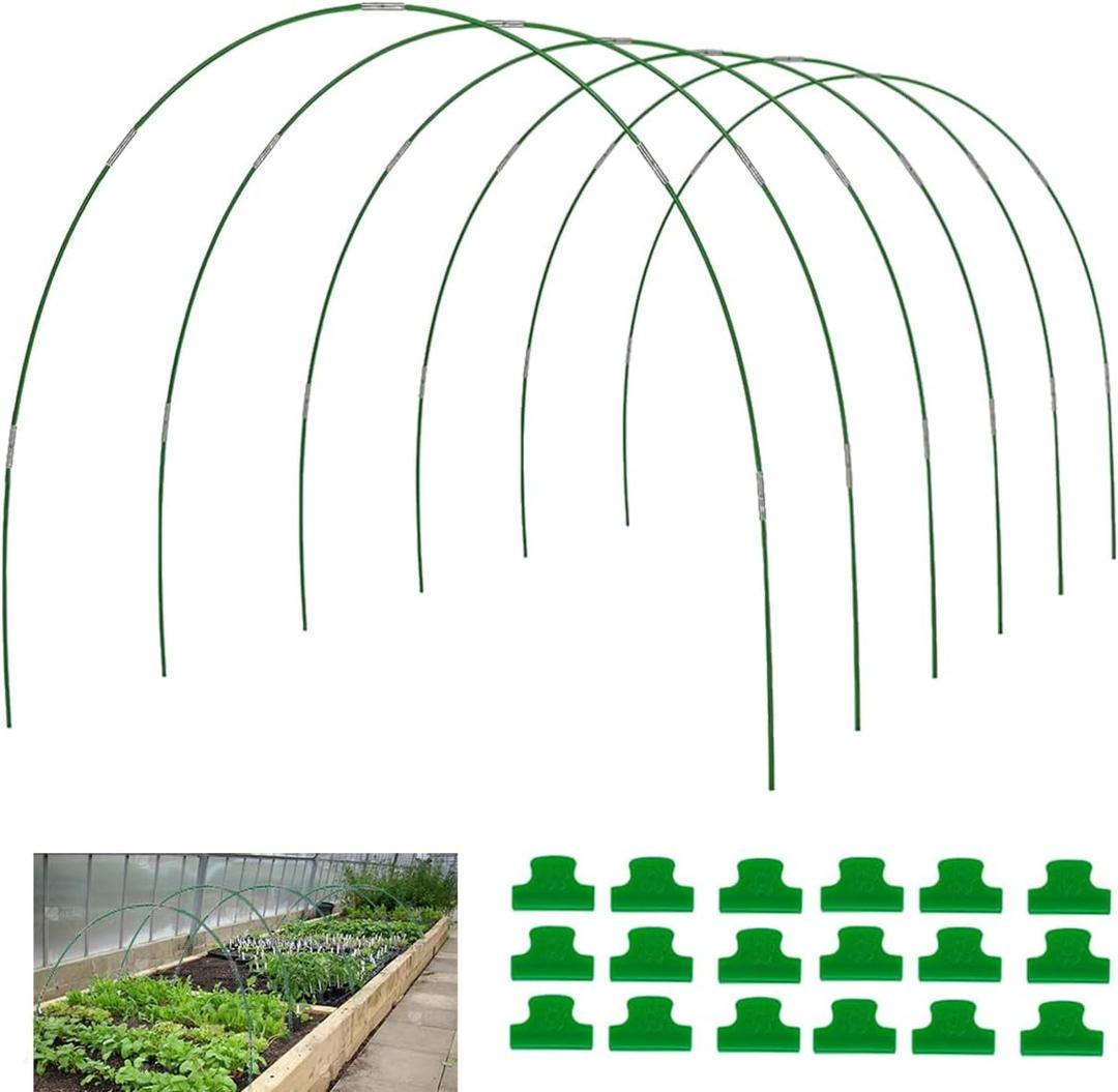 Greenhouse Hoops for Raised Beds,8ft Greenhouse Hoops,Grow Tunnel,6 Sets Garden Hoops Rustproof Plastic Coated Steel Support Frame Hoops for Raised Beds, Garden Tunnel Row Cover Hoops Kit