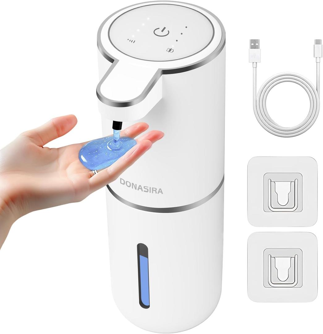 Automatic Liquid Soap Dispenser Touchless, USB Rechargeable Hand Soap Dispenser, 4 Adjustable Volume Levels, IPX5 Waterproof, 12.8oz/380ml Wall Mounted for Bathroom Kitchen Countertop, White (Pack of 2)