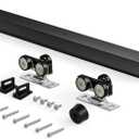 EaseLife 5FT/60in Sliding Pocket Door Hardware Kit Black, Commercial Grade,Aluminum Box Rail Kit, Slide Smoothly Quietly, Easy Install, No Door (56.5in Track for 23"~30" Wide Single Door)