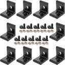 10 Pcs 90 Degree Angle 2020 Aluminum Corner Brackets Profile Corner Joint Connectors Corner Braces with Mounting Screws and Nuts, Black