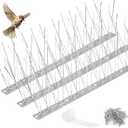 Bird Spikes Outdoor Use Bird Deterrent Spikes with Stainless Steel Base for Small Bird Pigeons Crows and Woodpeckers Fence Roof and Wall (3ft /3 Strips)