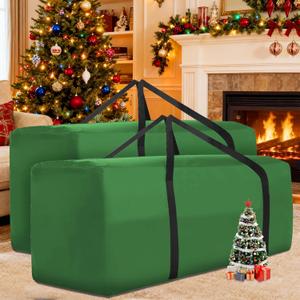Christmas Tree Storage Bag Fits Up to 12 ft Tall Christmas Tree, 420D Oxford Extra Large Heavy Duty Xmas Tree Bag Waterproof Tree Storage Bag with Zippers and Reinforced Handle, 68" X 30" X 20", 2P