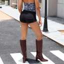 wetkiss Low Heel Knee High Boots for Women Regular Calf Friendly Side Zipper Almond Toe Faux Leather Comfortable Boots for Walking, Dancing, Standing for Long Periods With No Pain (7.5)