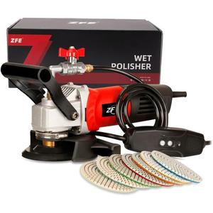 800W/110V Variable Speed 4'' Wet Polisher / Grinder & Granite Diamond Polishing Pads Concrete Polisher Stone Polisher for Granite/Marble/Concrete/Stones (PA0001000-2)