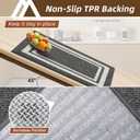 COSY HOMEER Kitchen Rugs Non-Slip 20x30/20x48 Inch Thick Polypropylene Standing Mat for Home Machine Washable, Black Frame Black White, 20"x30"+20"x48"