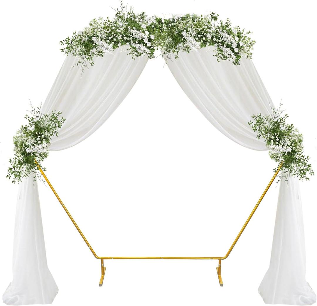 6.24 FT Hexagon Wedding Arch Backdrop Stand, Balloon Ring Flower Arches Golden Metal Arch Frame for Wedding Party Birthday Baby Shower Garden Background Decorations