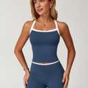 QBGJTD Two Piece Workout Sets For Women Tank Top Matching High Waist Booty Lifting Shorts Gym Yoga Active Wear Outfits (Blue, M)