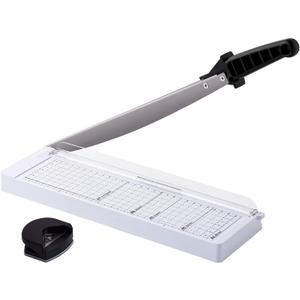 TIANSE Paper Trimmer 12 8 to 12 Sheet Capacity Paper Cutter Guillotine with Safety Blade Lock Heavy Duty Plastic Base Paper Cutting Board for Home Office School White