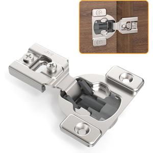 Chibery 4 Pack 9/16" Overlay 4D Concealed Hinges for Face Frame Door, Soft Close On/Off Switch, Self Closing, 105 Open Angle Concealed Stainless Steel Hinges for Framed Cabinet, Satin Nickel